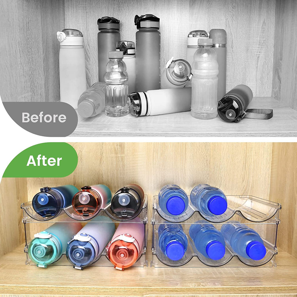  Water Bottle Storage Organiser, 2 Packs Water Bottle Storage Rack
