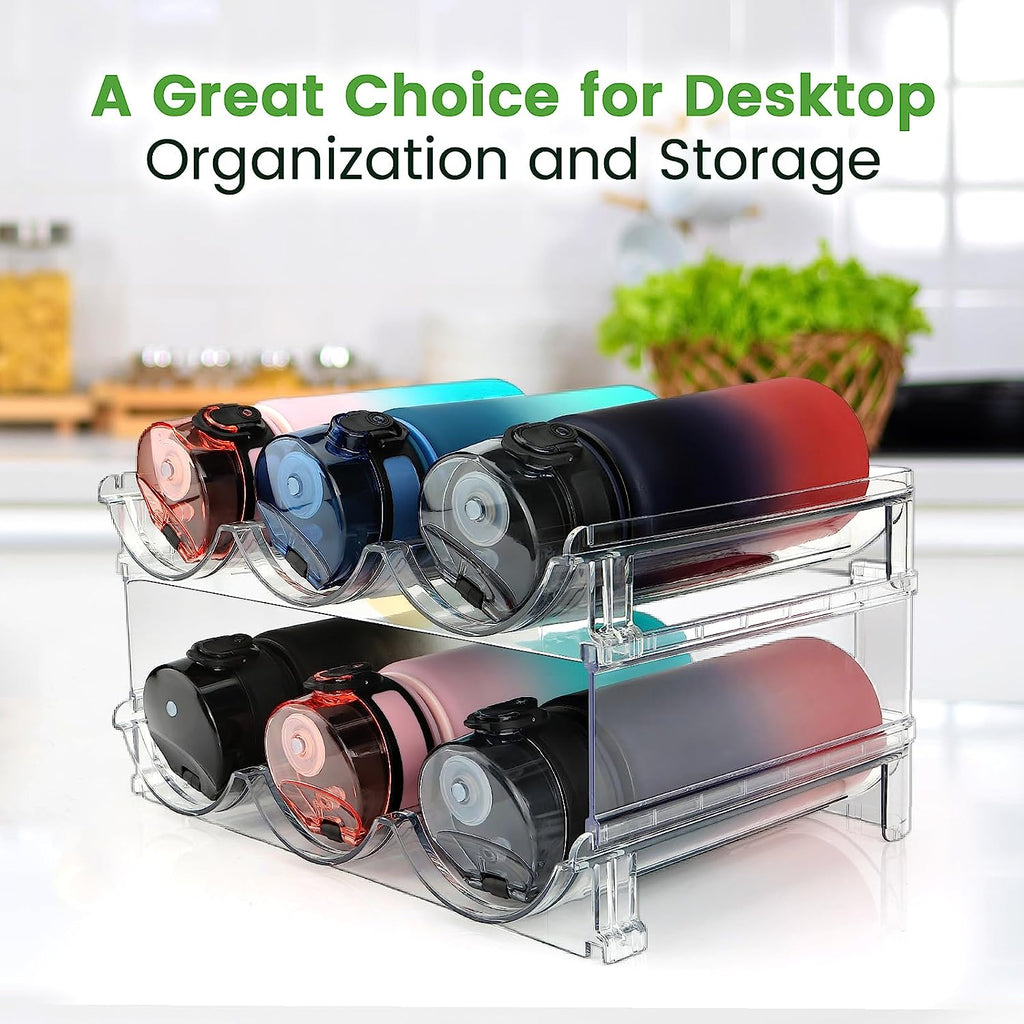  Water Bottle Storage Organiser, 2 Packs Water Bottle Storage Rack