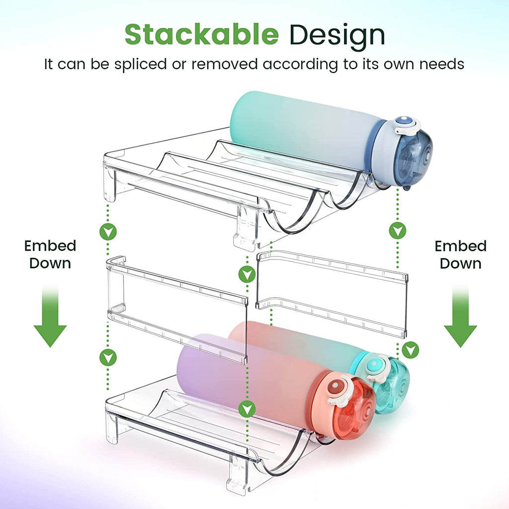  Water Bottle Storage Organiser, 2 Packs Water Bottle Storage Rack